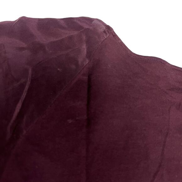 Massimo Dutti Blouse Long Sleeve Round Neck Embroidered Burgundy Women's L - Picture 9 of 11